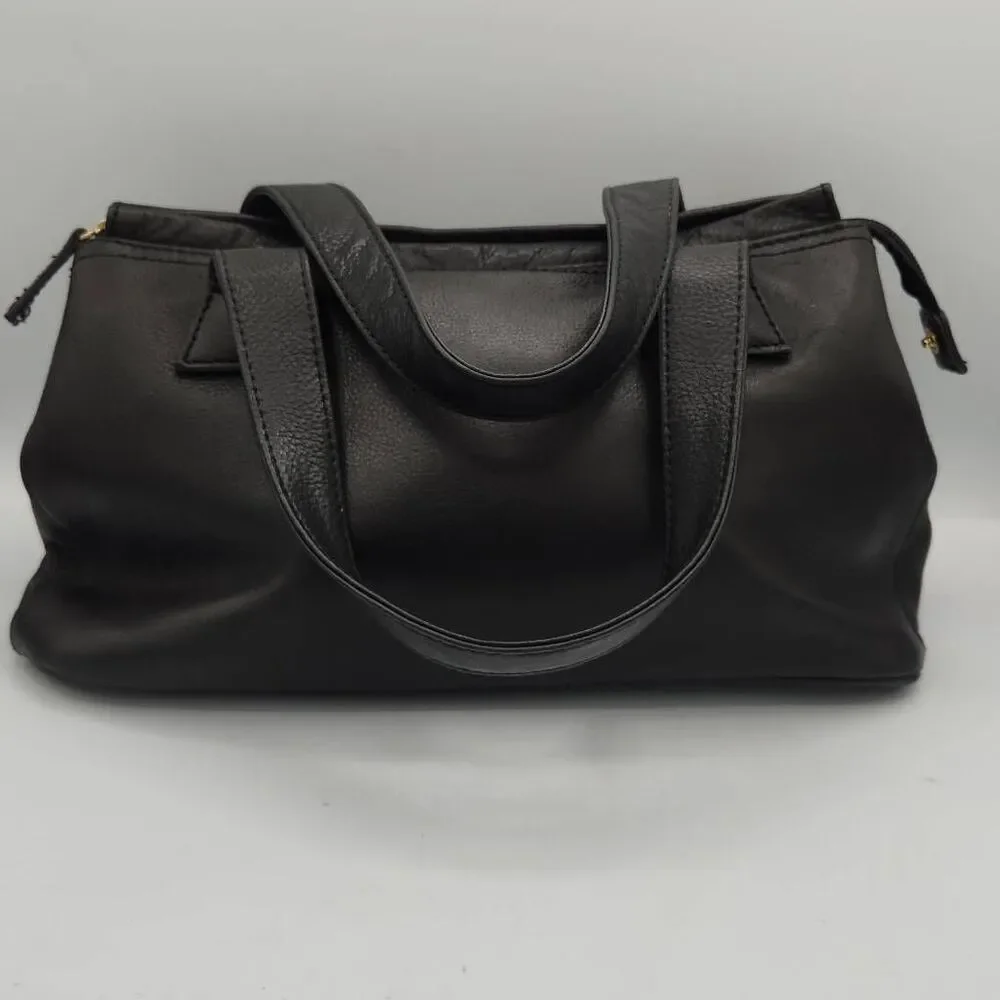 Relativity black leather satchel bag